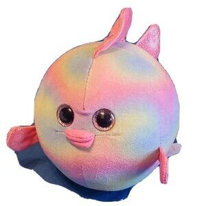 Ty 2014 Beanie Ballz Rainbow Pastel Tie Dye  Fish Retired Approx 5"